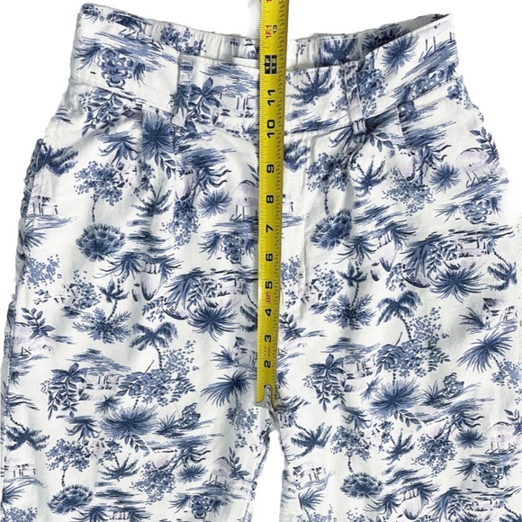 Abercrombie & Fitch Women’s Pants Small Blue White Floral Linen Blend Wide Leg - Picture 11 of 13